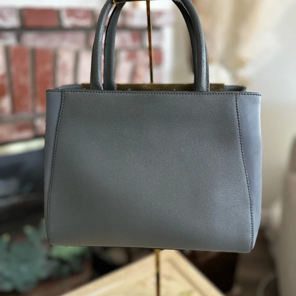 Fendi 2Jours Petite Leather Satchel‎ – Gray – Made in Italy - Picture 2 of 9